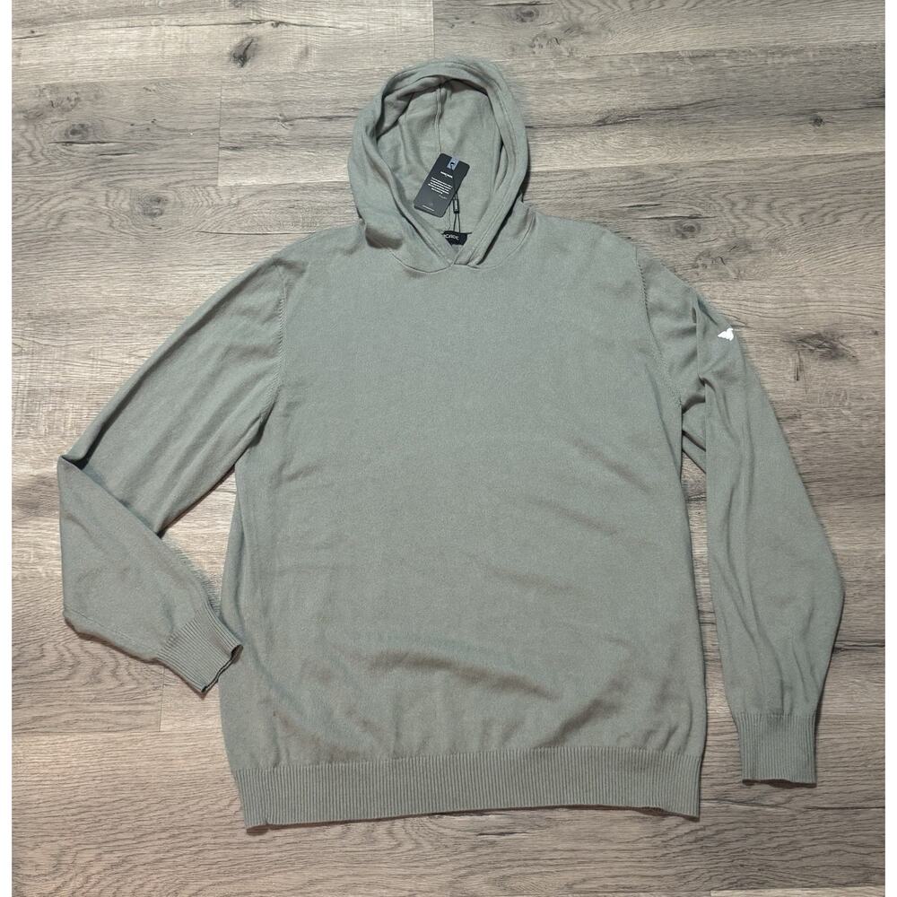 NWT Macade Golf Tech Knit Hoodie XXL Green Cotton Cashmere Pullover Sweater